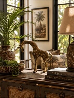 Mid-Century Giraffe Solid Brass 8.75"w X 2.38"d X 8.25"h